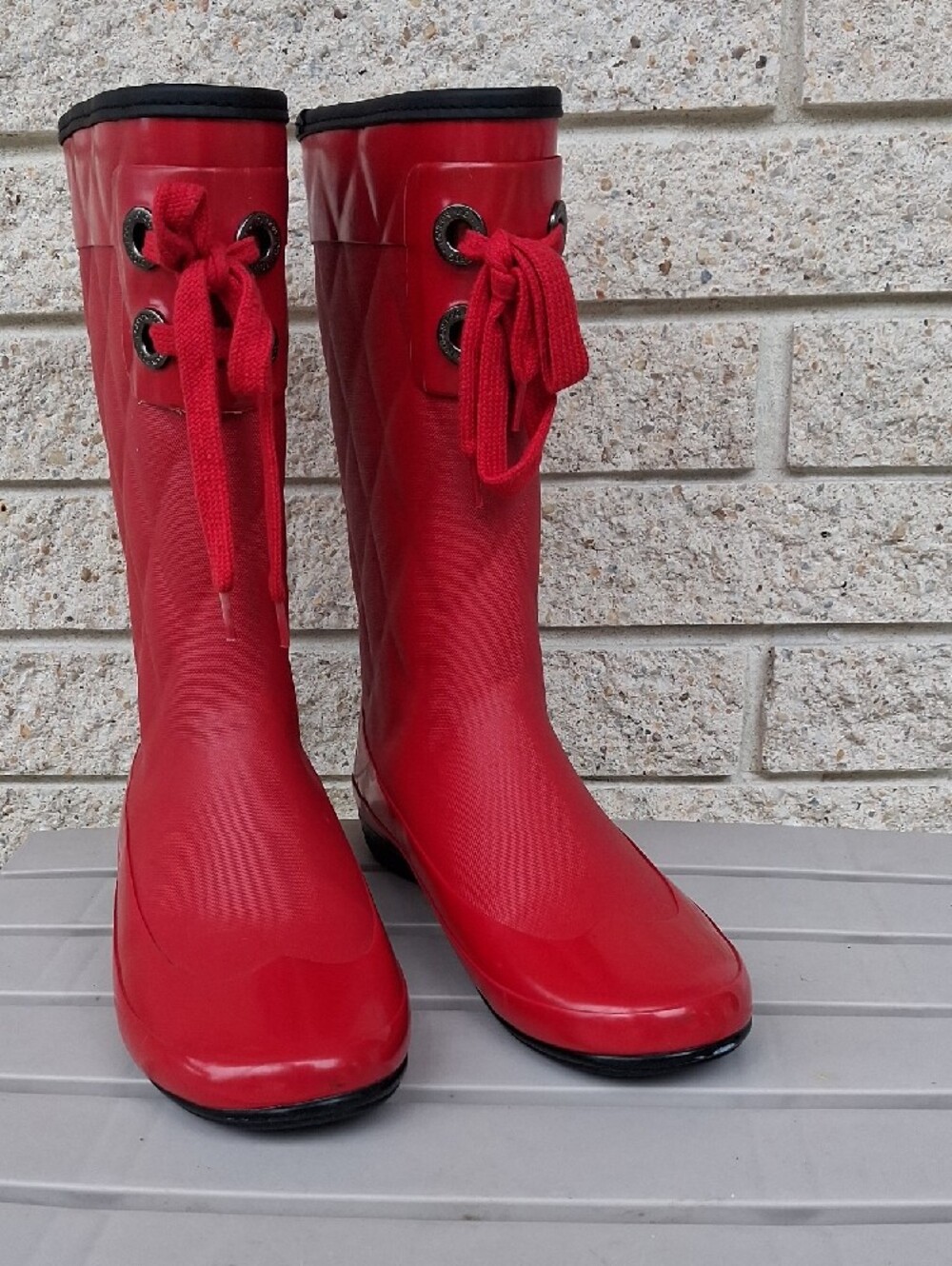 London Fog SOHO Red Quilted Rain Boots